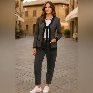 Banana Republic Black and Grey Knit Sweater